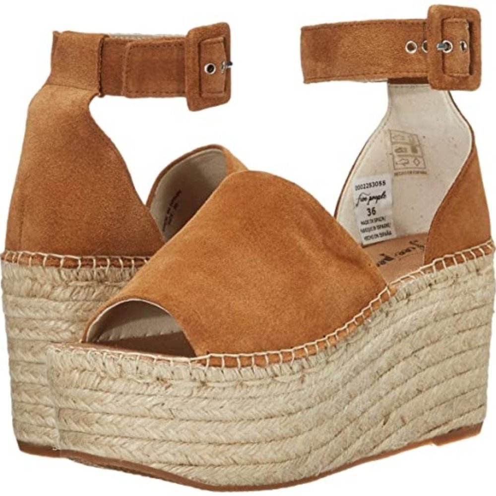 FREE PEOPLE COASTAL SUEDE PLATFORM SHOES 37 6.5 7